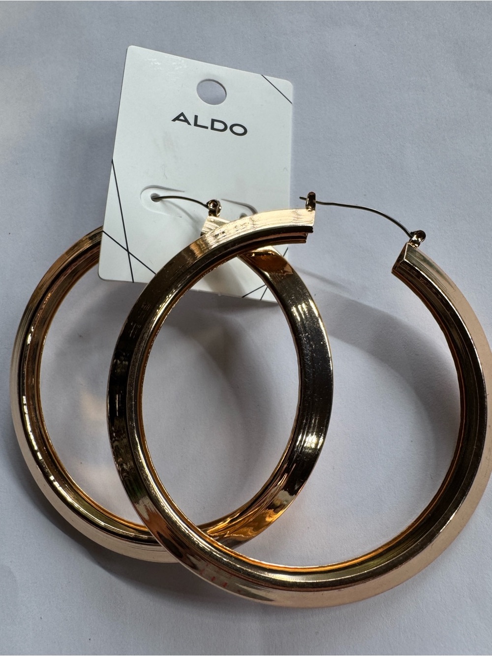 3” Aldo Shiny Gold Tone Thick Hoop Earrings